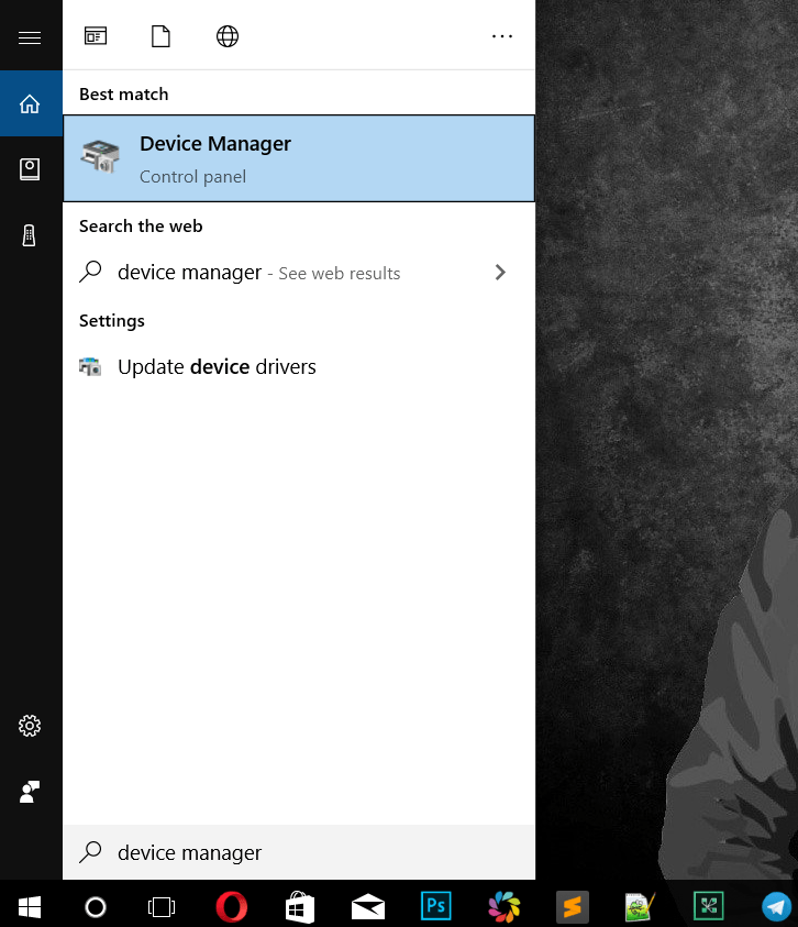 باز کردن device manager برای بروزرسانی درایورusb